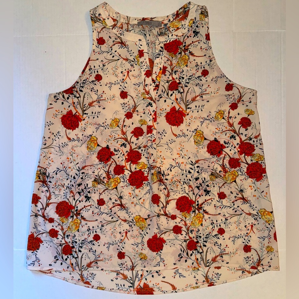 Dalia Floral Print Sleeveless Blouse - Medium, PTP: 19 1/2”